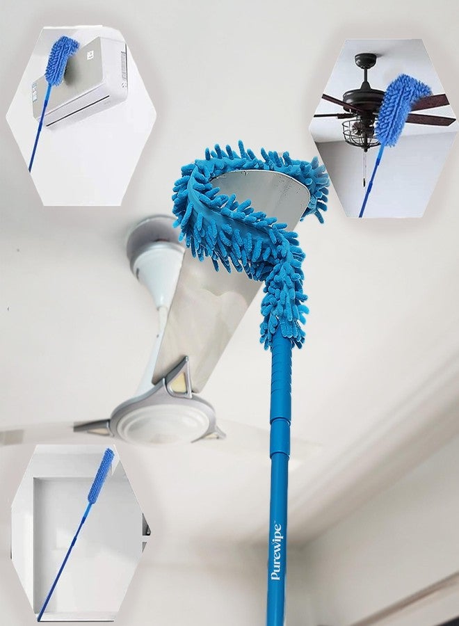 Purewipe Microfiber Feather Duster - 60" Extendable Pole, Washable & Bendable Multipurpose Dusters for Ceiling Fan Cleaner, Window Blinds, Furniture (Microfiber Fan Duster) - Image 1